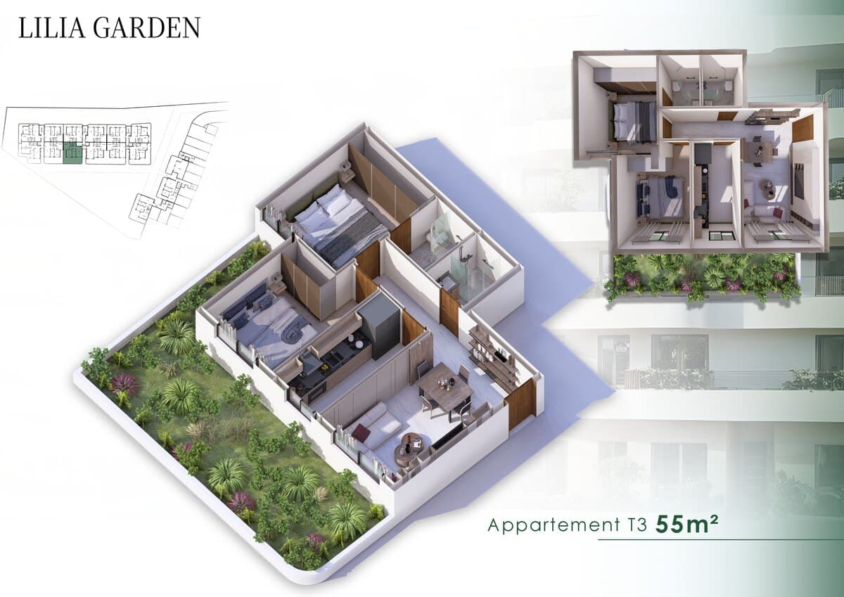 Appartement T3 · 55 m²