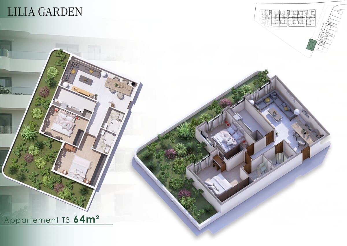 Appartement T3 · 64 m²